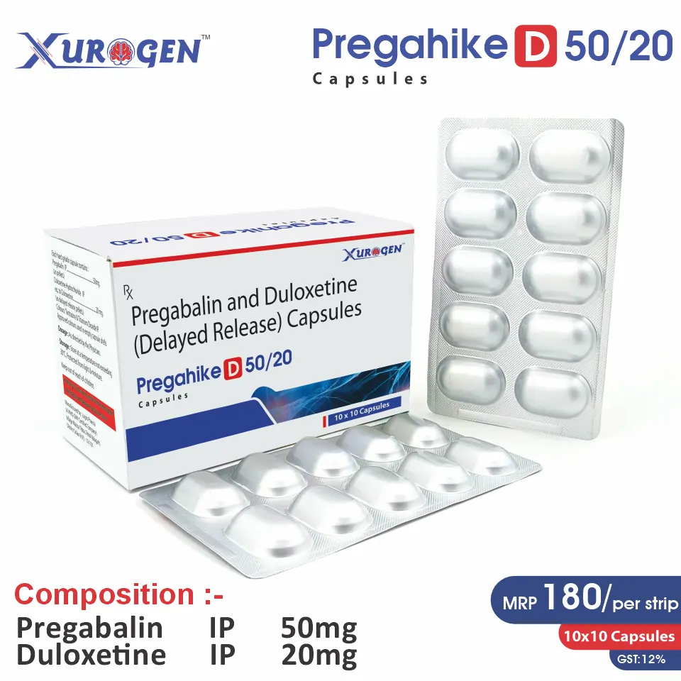 Pregabalin I.P. 50mg + Duloxetine 20mg at the best price in PCD Pharma Franchise for Neuropathic Pain Reliever and Nerve Pain and Anxiety Management